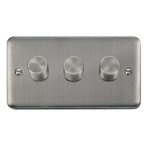 Click® Scolmore Deco Plus® DPSS163 3 Gang 2 Way 100W Dimmer Switch Stainless Steel  Insert