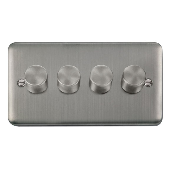 Click® Scolmore Deco Plus® DPSS164 4 Gang 2 Way 100W Dimmer Switch Stainless Steel  Insert