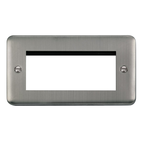 Click® Scolmore Deco Plus® DPSS312 2 Gang New Media™ Unfurnished Plate - 4 Apertures Stainless Steel  Insert
