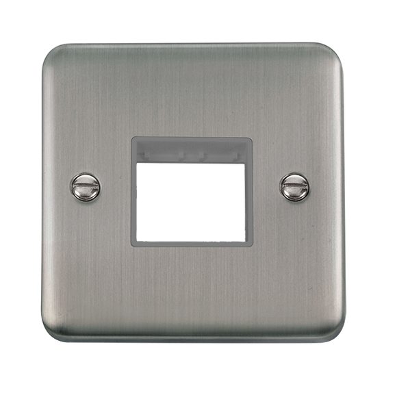Click® Scolmore Deco Plus® DPSS402GY 1 Gang MiniGrid® Unfurnished Plate - 2 Apertures Stainless Steel Grey Insert
