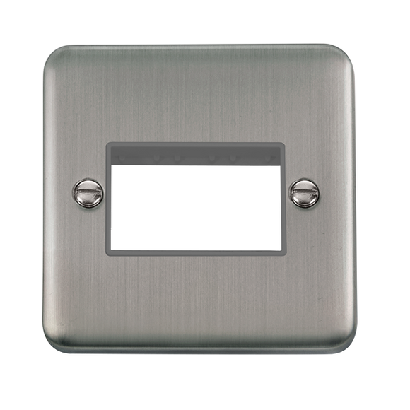 Click® Scolmore Deco Plus® DPSS403GY 1 Gang MiniGrid® Unfurnished Plate - 3 Apertures Stainless Steel Grey Insert