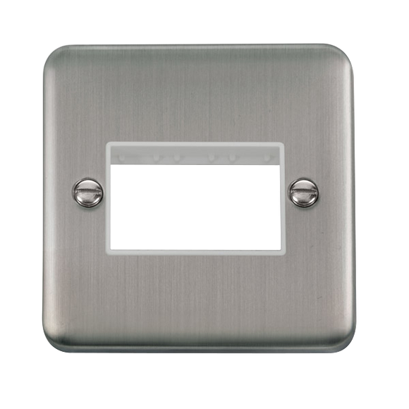 Click® Scolmore Deco Plus® DPSS403WH 1 Gang MiniGrid® Unfurnished Plate - 3 Apertures Stainless Steel White Insert