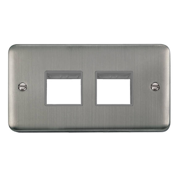 Click® Scolmore Deco Plus® DPSS404GY 2 Gang MiniGrid® Unfurnished Plate - 2 x 2 Apertures  Stainless Steel Grey Insert