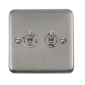 Click® Scolmore Deco Plus® DPSS422 10AX 2 Gang 2 Way Toggle Switch  Stainless Steel  Insert