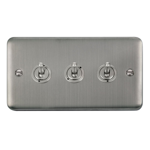 Click® Scolmore Deco Plus® DPSS423 10AX 3 Gang 2 Way Toggle Switch  Stainless Steel  Insert