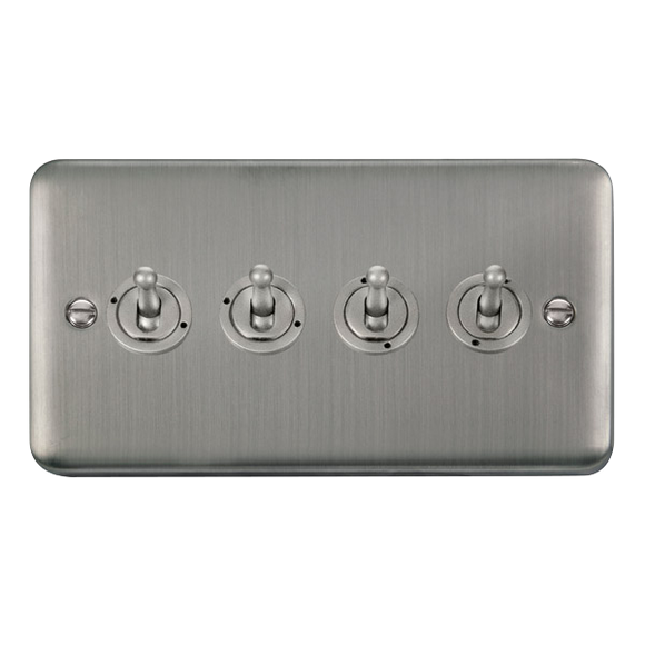 Click® Scolmore Deco Plus® DPSS424 10AX 4 Gang 2 Way Toggle Switch  Stainless Steel  Insert