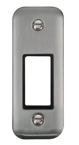 Click® Scolmore Deco Plus® DPSS471BK 1 Gang MiniGrid® Unfurnished Architrave Plate - 1 Aperture  Stainless Steel Black Insert