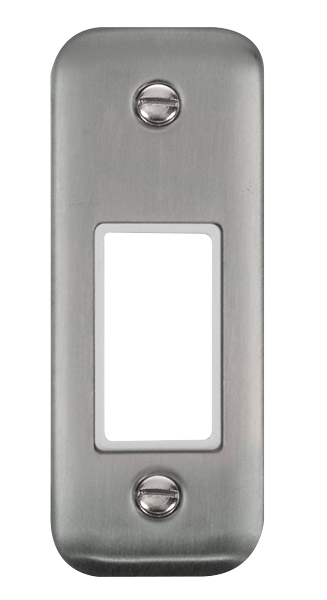 Click® Scolmore Deco Plus® DPSS471WH 1 Gang MiniGrid® Unfurnished Architrave Plate - 1 Aperture  Stainless Steel White Insert
