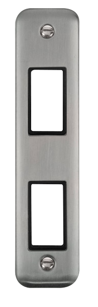 Click® Scolmore Deco Plus® DPSS472BK 2 Gang MiniGrid® Unfurnished Architrave Plate - 2 Apertures  Stainless Steel Black Insert