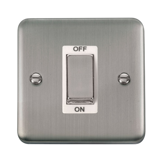 Click® Scolmore Deco Plus® DPSS500WH 45A Ingot 1 Gang DP Switch  Stainless Steel White Insert