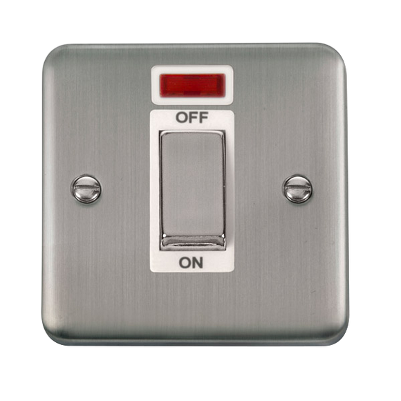 Click® Scolmore Deco Plus® DPSS501WH 45A Ingot 1 Gang DP Switch With Neon  Stainless Steel White Insert