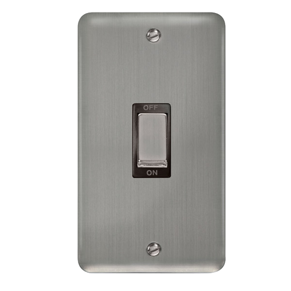 Click® Scolmore Deco Plus® DPSS502BK 45A Ingot 2 Gang DP Switch  Stainless Steel Black Insert