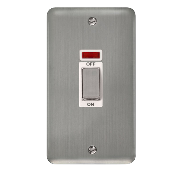 Click® Scolmore Deco Plus® DPSS503WH 45A Ingot 2 Gang DP Switch With Neon  Stainless Steel White Insert