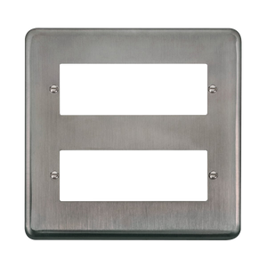 Click® Scolmore Deco Plus® DPSS512 2 Tier MiniGrid® Unfurnished Plate - 12 Apertures Stainless Steel  Insert