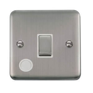 Click® Scolmore Deco Plus® DPSS522WH 20A Ingot DP Switch  Stainless Steel White Insert