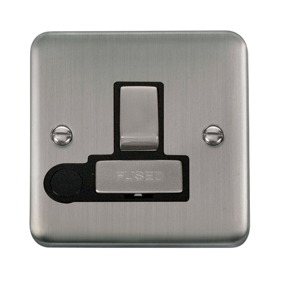Click® Scolmore Deco Plus® DPSS551BK 13A Ingot DP Switched Fused Connection Unit Stainless Steel Black Insert