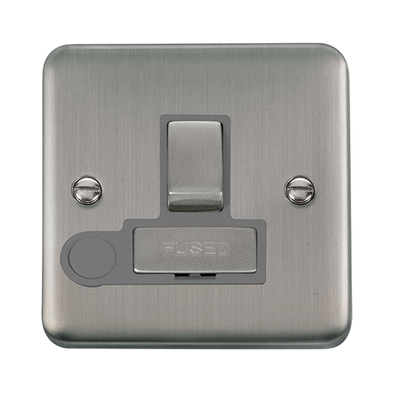 Click® Scolmore Deco Plus® DPSS551GY 13A Ingot DP Switched Fused Connection Unit Stainless Steel Grey Insert