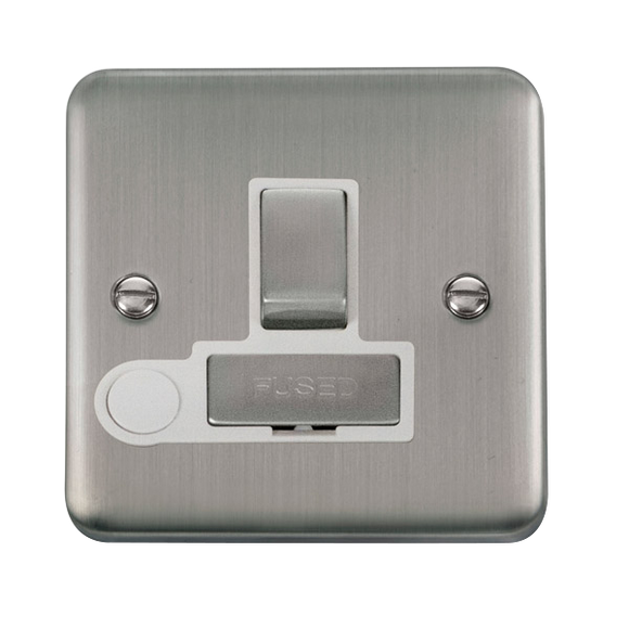 Click® Scolmore Deco Plus® DPSS551WH 13A Ingot DP Switched Fused Connection Unit Stainless Steel White Insert