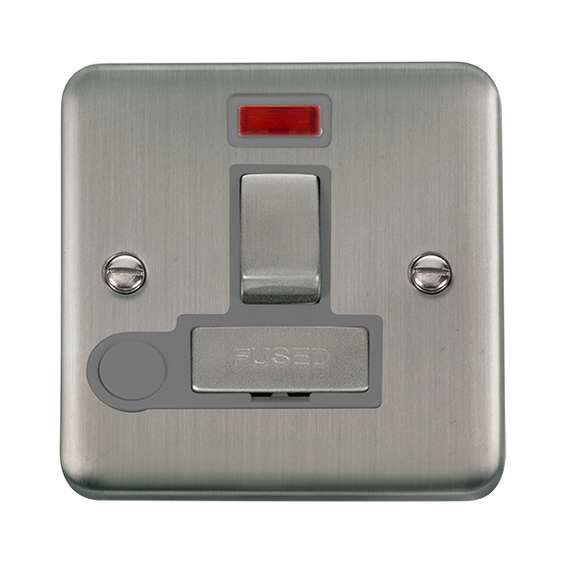 Click® Scolmore Deco Plus® DPSS552GY 13A Ingot DP Switched Fused Connection Unit With Neon Stainless Steel Grey Insert