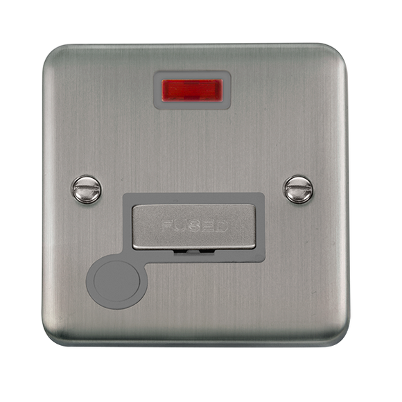 Click® Scolmore Deco Plus® DPSS553GY 13A Ingot Fused Connection Unit With Neon Stainless Steel Grey Insert