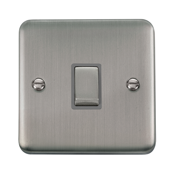 Click® Scolmore Deco Plus® DPSS722GY 20A Ingot DP Switch Stainless Steel Grey Insert