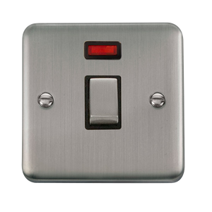 Click® Scolmore Deco Plus® DPSS723BK 20A Ingot DP Switch With Neon  Stainless Steel Black Insert