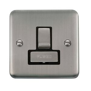 Click® Scolmore Deco Plus® DPSS751BK 13A Ingot DP Switched Fused Connection Unit Stainless Steel Black Insert