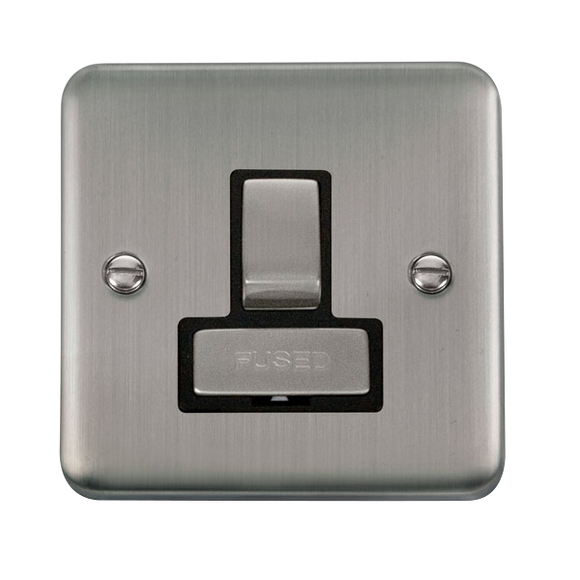 Click® Scolmore Deco Plus® DPSS751BK 13A Ingot DP Switched Fused Connection Unit Stainless Steel Black Insert