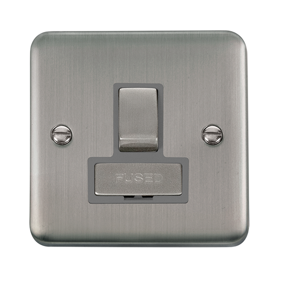 Click® Scolmore Deco Plus® DPSS751GY 13A Ingot DP Switched Fused Connection Unit Stainless Steel Grey Insert