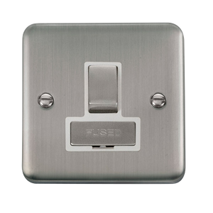 Click® Scolmore Deco Plus® DPSS751WH 13A Ingot DP Switched Fused Connection Unit Stainless Steel White Insert
