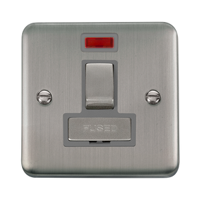 Click® Scolmore Deco Plus® DPSS752GY 13A Ingot DP Switched Fused Connection Unit With Neon Stainless Steel Grey Insert