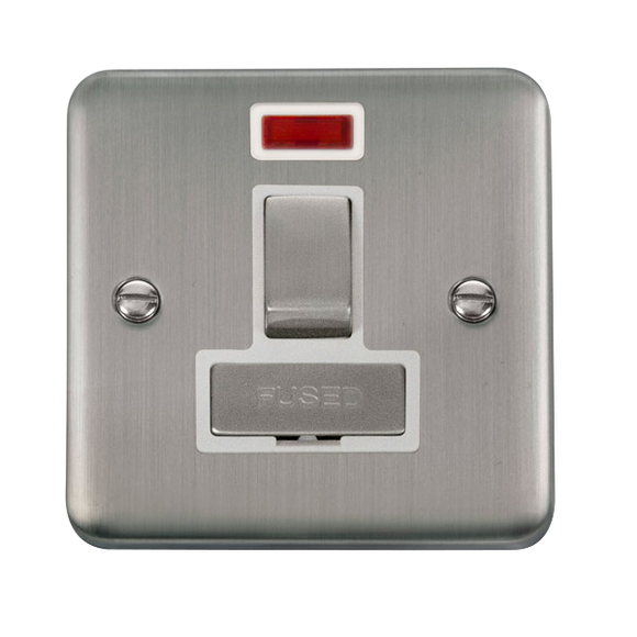 Click® Scolmore Deco Plus® DPSS752WH 13A Ingot DP Switched Fused Connection Unit With Neon Stainless Steel White Insert
