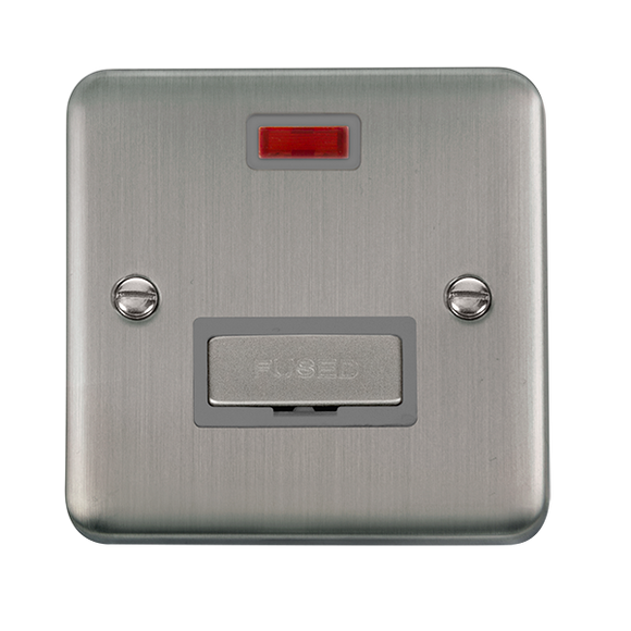 Click® Scolmore Deco Plus® DPSS753GY 13A Ingot Fused Connection Unit With Neon Stainless Steel Grey Insert