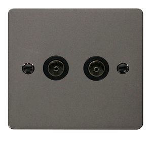 Click® Scolmore Define® FPBN066BK Twin Coaxial Outlet Black Nickel Black Insert