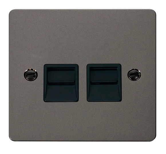 Click® Scolmore Define® FPBN126BK Twin Telephone Outlet - Secondary  Black Nickel Black Insert