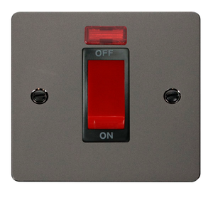 Click® Scolmore Define® FPBN201BK 45A 1 Gang DP Switch With Neon Black Nickel Black Insert