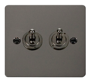 Click® Scolmore Define® FPBN422 10AX 2 Gang 2 Way Toggle Switch Black Nickel  Insert