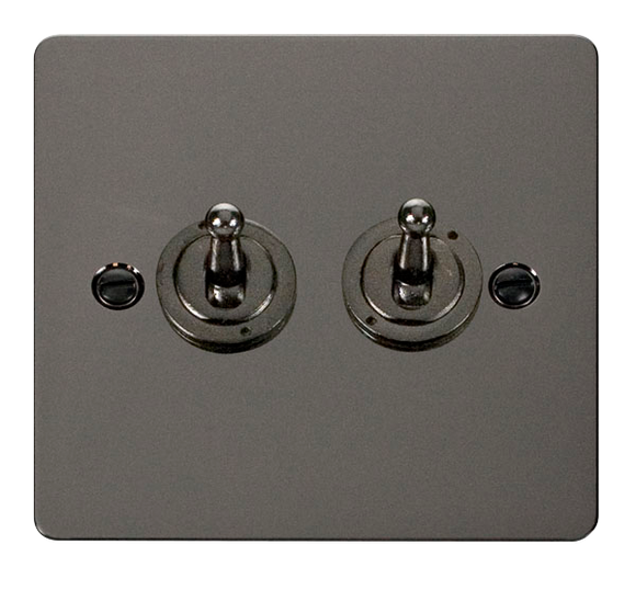Click® Scolmore Define® FPBN422 10AX 2 Gang 2 Way Toggle Switch Black Nickel  Insert