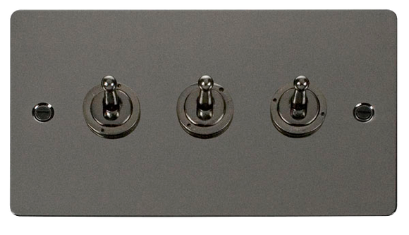Click® Scolmore Define® FPBN423 10AX 3 Gang 2 Way Toggle Switch Black Nickel  Insert