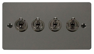 Click® Scolmore Define® FPBN424 10AX 4 Gang 2 Way Toggle Switch Black Nickel  Insert