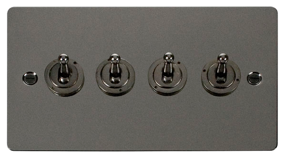 Click® Scolmore Define® FPBN424 10AX 4 Gang 2 Way Toggle Switch Black Nickel  Insert