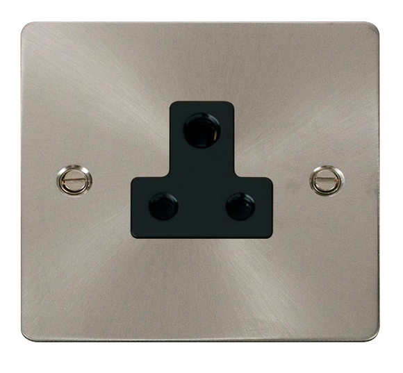 Click® Scolmore Define® FPBS038BK 5A Round Pin Socket Brushed Stainless Black Insert