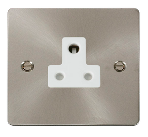 Click® Scolmore Define® FPBS038WH 5A Round Pin Socket Brushed Stainless White Insert