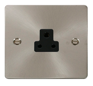 Click® Scolmore Define® FPBS039BK 2A Round Pin Socket Brushed Stainless Black Insert