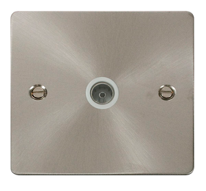 Click® Scolmore Define® FPBS065WH Single Coaxial Outlet  Brushed Stainless White Insert