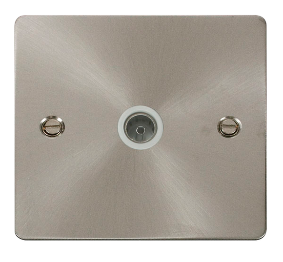 Click® Scolmore Define® FPBS065WH Single Coaxial Outlet  Brushed Stainless White Insert