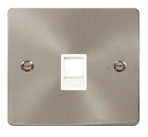 Click® Scolmore Define® FPBS115WH Single RJ11 (Irish/US) Outlet Brushed Stainless White Insert