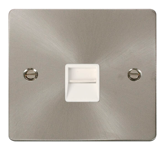 Click® Scolmore Define® FPBS120WH Single Telephone Outlet - Master  Brushed Stainless White Insert