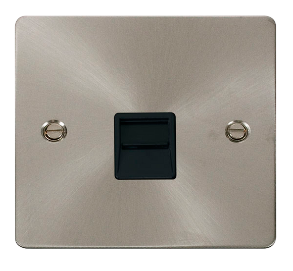 Click® Scolmore Define® FPBS125BK Single Telephone Outlet - Secondary  Brushed Stainless Black Insert