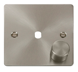 Click® Scolmore Define® FPBS140PL 1 Gang Dimmer Plate & Knob (650W Max) - 1 Aperture Brushed Stainless  Insert